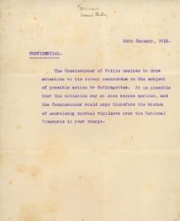 Police Letters on Suffragettes January 1913